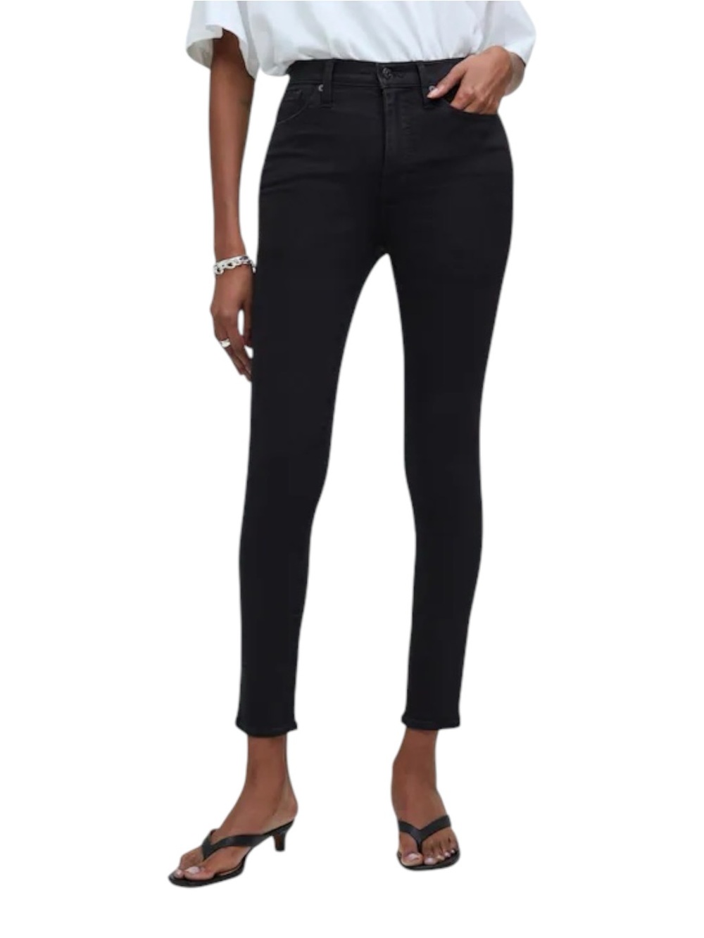 Madewell 9” High Rise Skinny Crop Jeans Black Denim Women’s 23 Raw Edge
